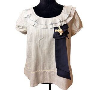 Lithe | Anthropologie | Peter Rabbit Light Blue Ruffle Blouse | 100% Cotton